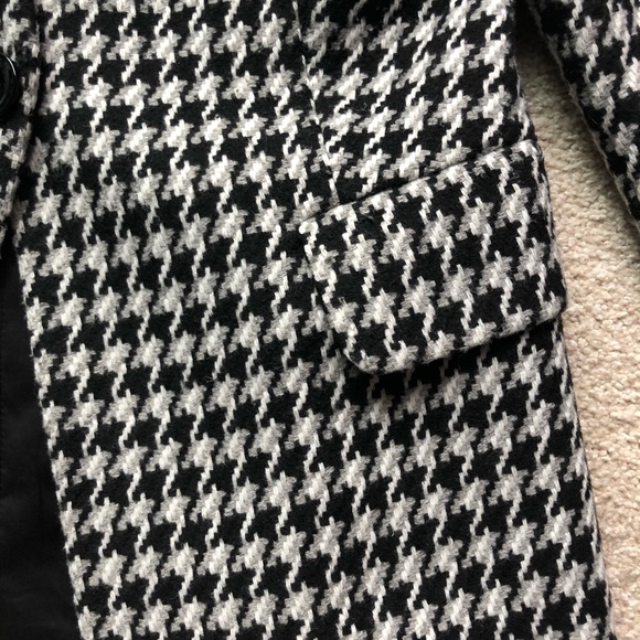 Express Black White Gray Tweed Jacket Blazer Woven Wool Blend 1 Button Jacquard - Picture 7 of 16